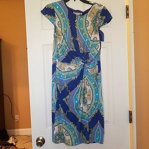 Mid length multi color dress.